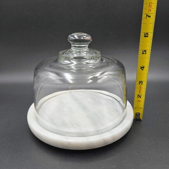 Marble Cheese Board Dome Butter Marble Bass Glass Tray Cover Display Read - Picture 2 of 9